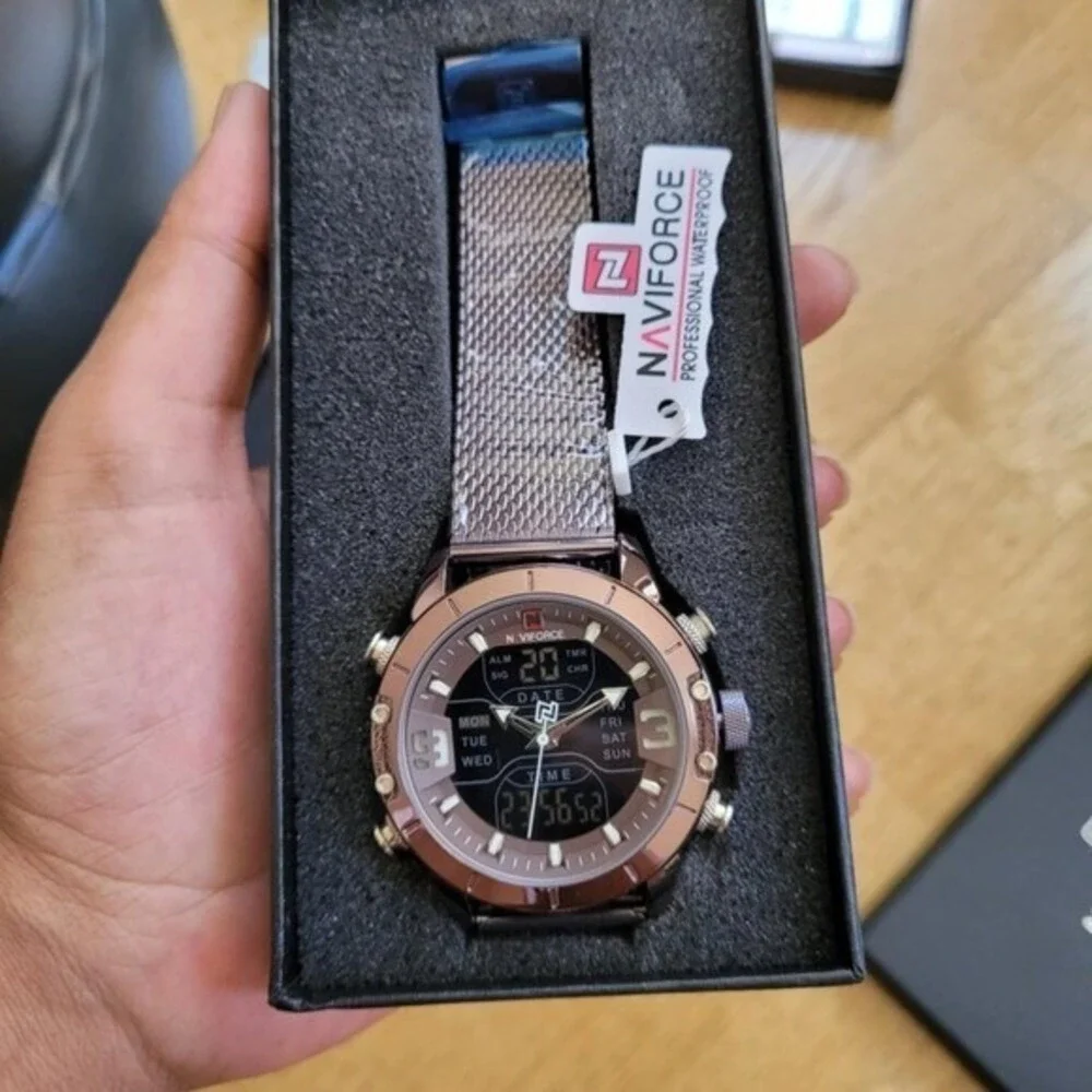 Naviforce Dual Display Chronograph Watch in Stainless Steel For Men‎